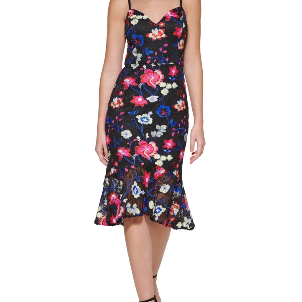 Guess Black Floral Midi Dress
